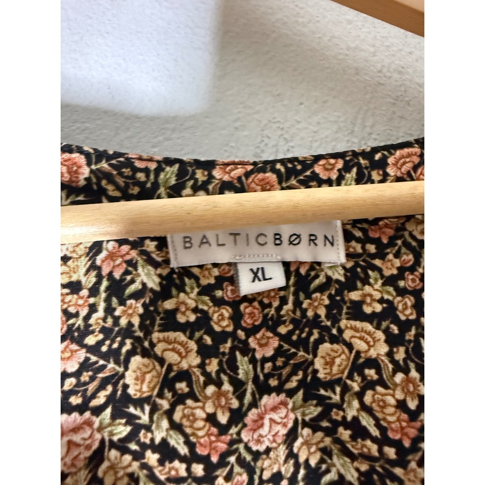 Baltic born floral pleated midi dress boho black orange XL - Picture 4 of 7